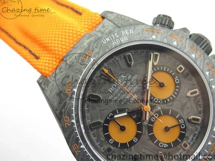 MiroTime 0122 Daytona DIW Carbon Noob 1:1 Best Edition Black Orange Dial on Orange Nylon Strap SA TopPick 2586